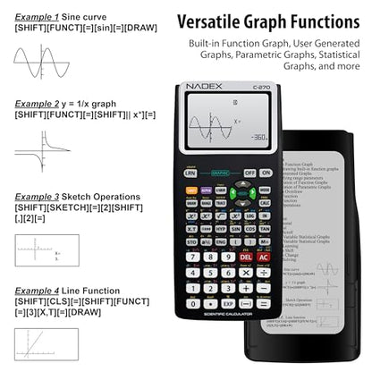 Scientific Calculator with Graphing, Includes Carrying Case, for College and High School Students, Calculus, Algebra, Geometry, Trigonometry, Statistics, Physics, Chemistry, Black - color: Black