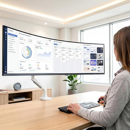 VIVO PRO Heavy Duty, Premium Ultra-Wide Monitor Tension Arm, Up to 57 inch Screens, Holds 59.4 lbs, Desk Mount Monitor Stand for Ultrawides, White, PRO-ST157W - color: White