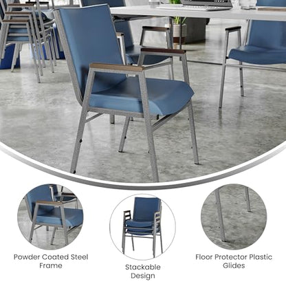 Flash Furniture Hercules Vinyl Stack Chair with Arms, Navy - color: Navy Vinyl, size: Set of 1