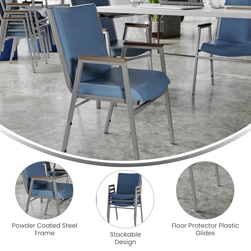 Flash Furniture Hercules Vinyl Stack Chair with Arms, Navy, 4-Pack - color: Navy Vinyl, size: Set of 4
