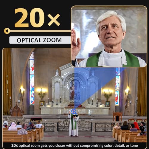 NexiGo PTZ Camera 20X Optical Zoom with PoE HDMI/3G-SDI/USB/LAN IP Streaming Outputs, Auto AI Tracking for Video Conferencing Live Streaming Meeting Church Services Worship Skype Zoom Teams OBS - color: Black