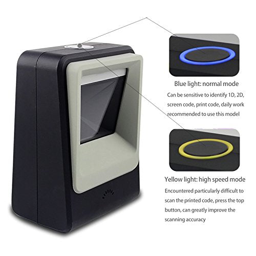 2D QR Barcode Scanner,Symcode Omnidirectional Hands-Free USB Automatic Barcode Reader for Mobile Payment Computer Screen Scan - color: Black