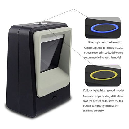 2D QR Barcode Scanner,Symcode Omnidirectional Hands-Free USB Automatic Barcode Reader for Mobile Payment Computer Screen Scan - color: Black