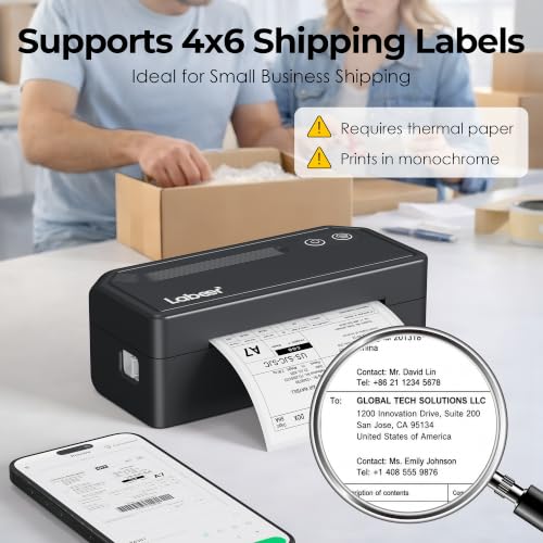Labeer Bluetooth Thermal Shipping Label Printer, Wireless 4x6 Printer Black - color: Black