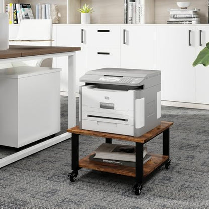 Natwind 2 Tier Laser Printer Stand,20''x20'' Under Desk Printer Cart, Retro | Large Printer Table Copier Stand with Wheels, Stand for Heavy Printers,Thickened Steel Tube,Supports 200lbs,for Home Office - color: Retro
