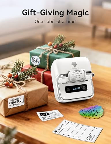 Phomemo M250 3 Inch Label Maker Machine with 3 Roll Labels | Bluetooth Thermal Label Printer, Upgrade Portable Barcode & Address Label Maker for Business, Home, School, Logo Label - color: White