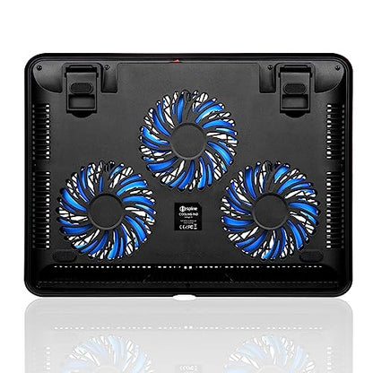 Laptop Cooling Pad, Mspine Laptop Cooler with 3 Blue Silent Fans, Ergonomic USB Powered Laptop Stand with Dual USB 2.0 Ports, Height-Adjustable Notebook Cooler for Notebook Under 17"- Black