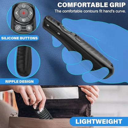 Presentation Clicker Wireless Presenter Remote Clicker for 2-in-1 USB Type C Powerpoint Clicker, Rechargeable Presentation Remote PPT Slide Advancer for Mac/Google Slide/Keynote - style: USB C+USB A Rechargeable