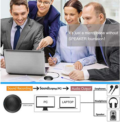 Conference USB Microphone, Computer Desktop Mic with LED Indicator | Plug & Play Omnidirectional Condenser PC for Online Meeting, Class, Skype, Recording, Zoom, (No Speakers Included)