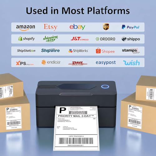 Mvgges Shipping Label Printer,Bluetooth 4x6 Thermal Label Printer for Small Business Office or Home, Compatible with Android, iOS, Windows and Mac, Widely Used for Amazon,USPS,Etsy,Inky Black