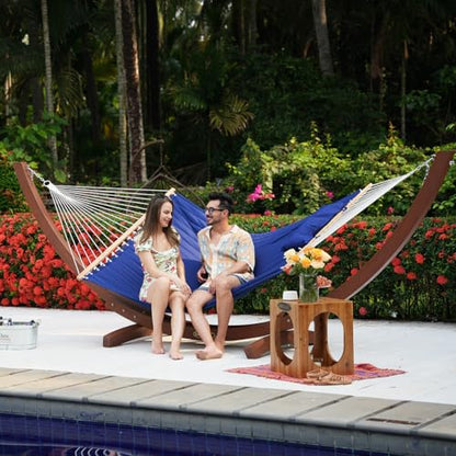 Lazy Daze Double Quilted Hammock with Pillow for Outside, Fit 13-15Ft Stand - color: Navy Blue