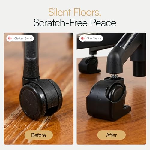 Caster Wheel Covers for Office Chair, Felt, 5 Pack | Office chair wheel covers, Felt caster covers, No-tool install, Floor protector, Universal 2 inch fit, 5 pack