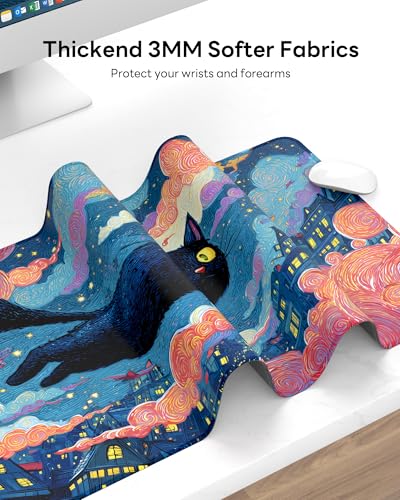 Mouse Pad 31.5x15.7in Large Desk Mat Non-Slip for Office - color: Flying Cat, size: 31.5" x 15.7"