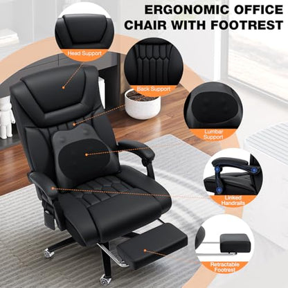 HOFFREE 500lbs Kneading Massage Office Chair with Heat for Heavy People