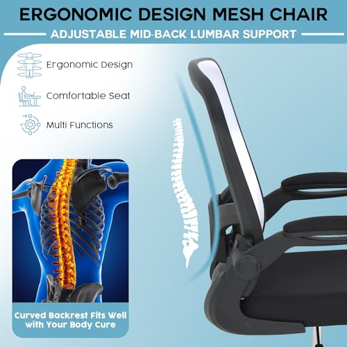 PayLessHere Ergonomic Drafting Chair Tall Office Chair High Adjustable Standing Desk Chair with Lumbar Support Mesh Back Footrest Flip-Up Arms for Office Computer Desk Standing Desk (White) - color: White