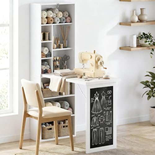 HOMCOM Foldable Desk Wall Mounted Convertible Table for Small Spaces, White - color: White
