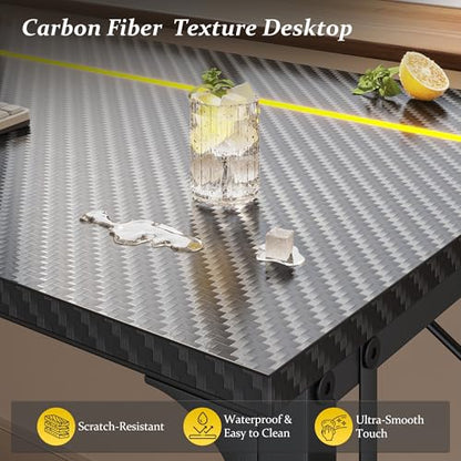 DurayLoly 40" Gaming Desk with Waterproof LED Lights for Bedroom,Black - color: Black, size: 40 IN