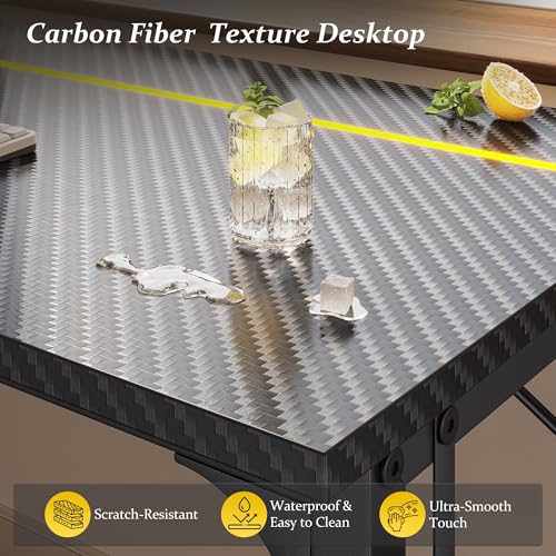 DurayLoly 48" Gaming Desk with Waterproof LED Lights for Bedroom,Black - color: Black, size: 48 IN