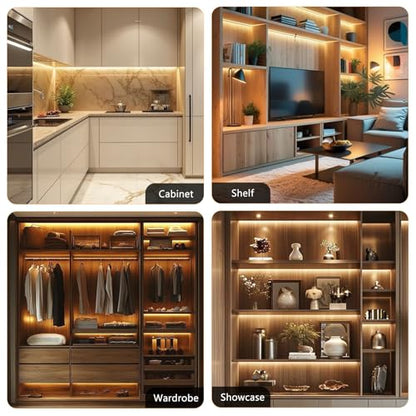 VST Touch Control 6 Pack Under Cabinet Lighting, 2700K-6500K, Silver | LED Cabinet Light Bars, Dimmable & Adjustable Color Temperature, Ultra Thin Linkable Under Counter Lights for Kitchen, Closet - color: Silver