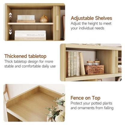 ONBRILL 44" Sideboard Buffet Cabinet with Outlet & Sliding Door, Oak - color: Oak, size: 44"
