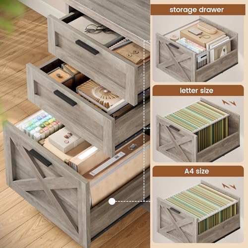 SEDETA 55.1" Farmhouse Office Desk with 3 Drawers for Home Office,Grey - color: Grey, size: Executive Office Desk (55")
