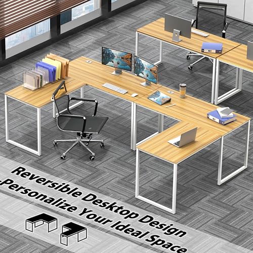 SHW Mission 55 x 60 L-Shape Home Office Computer Desk, Oak - color: Oak, size: 55-Inch L-Shaped