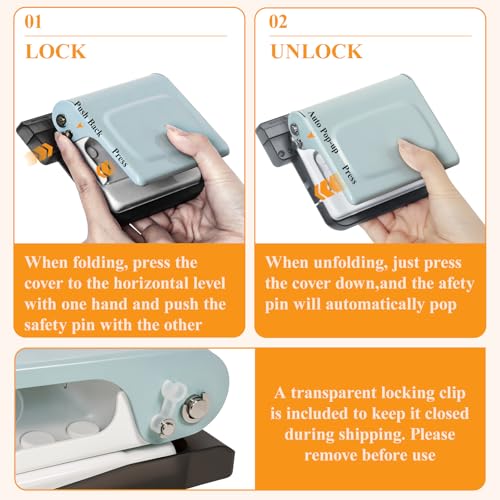 10 Hole Punch Binding Machine for Planners with 10 Multi-Color Binder Rings | 30 Holes on A4, 20 Holes on A5, 26 Holes on B5, 10 Sheet Capacity (Pale Blue) - color: Pale Blue