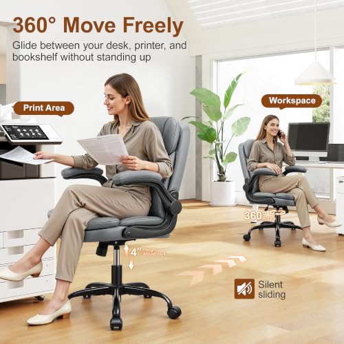 Office Desk Chair, Ergonomic Computer Chair with Unique Dual-Layer Support - color: Grey