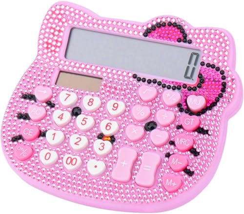 Women Calculators,Desktop Calculator 12 Digit with Large LCD Display and Sensitive Button, Solar and Battery Dual Power, Standard Function for Office, Home, School (Pink+Pink) - color: Pink+Pink