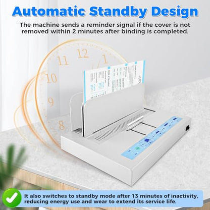 Thermal Binding Machine 500 Sheets Capacity Book Binding Material with 10 Letter Size Envelopes, A3/A4/A5 Document Heat Binder Hot Melt Machine Metal Thermal Binder Contract Document Invoice