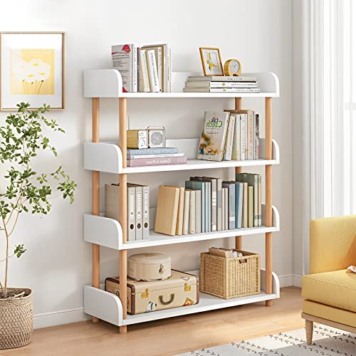 OSCHF 4-Tier Wooden Open Bookcase, Warm White - color: Warm White, size: 4-tier