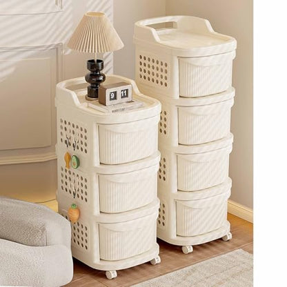 4 Drawers Storage Cart, Narrow Plastic Dresser, Rolling Organizer Cart for Office Classroom Bedroom Bathroom Art Craft Supplies, Mobile Slim Utility Cart on Wheels - size: 3 layers