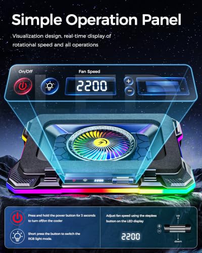 AICHESON Laptop Cooling Stand Gaming RGB Cooler for 15-19 inch Heavy Laptop - color: 5V