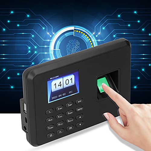 Sonew Attendance Machine, 2.4in Attendance Machine Fingerprint Biometric TFT Colou, Time Clock for Employees Small Business(US-Black)