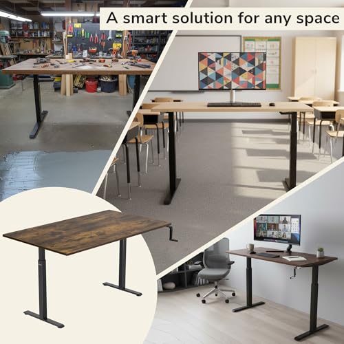 Mount-It! Hand Crank Standing Desk, 55" One-Piece Oak Top, 132 lbs - color: Oak