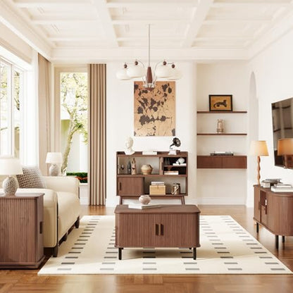 ONBRILL 44" Sideboard Buffet Cabinet with Outlet & Sliding Door, Wlanut - color: Wlanut, size: 44"