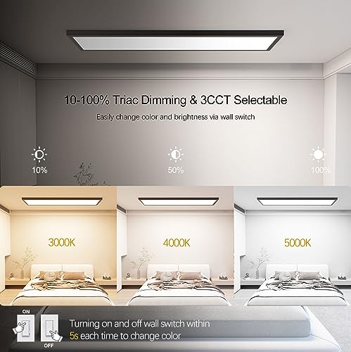 AIKVSXER 6 Pack 1x4 LED Flat Panel Light Surface Mount Black, 5500LM 50W - color: Black, size: 1x4FT 6PACK
