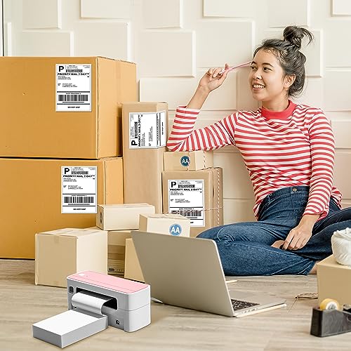 Phomemo Bluetooth Shipping Label Printer, 241BT 4X6 Wireless Thermal Label Printer for Small Business 4X6 Thermal Labels 100 Sheet of 1 Stack