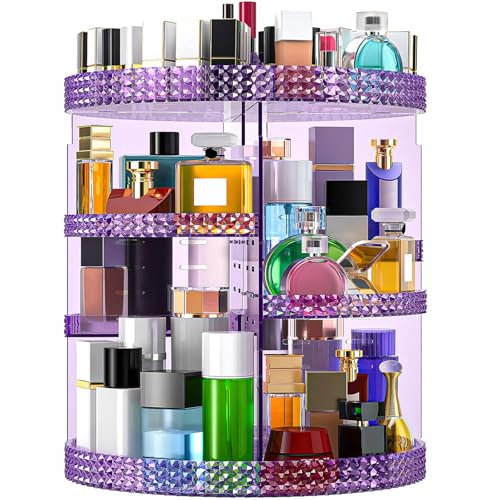Makeup Organizer 360 Degree Rotating Cosmetic Storage Organizer, Acrylic Make Up Organizer, Large 7 Layers 360 Makeup Organizer, Fits Makeup Brushes, Lipsticks, Bathroom, Vanity, X-Large Purple - color: Purple, size: X-Large