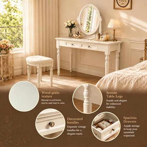 47" Narrow Solid Wood Writing Desk with Drawers, White - color: White, size: Narrow-47 inches