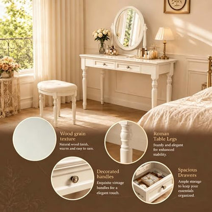 47" Narrow Solid Wood Writing Desk with Drawers, White - color: White, size: Narrow-47 inches