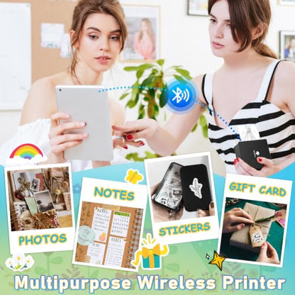 Phomemo Sticker Printer, Inkless Mini Thermal Sticker Printer Machine | Mini Sticker Printer, Mini Printer Sticker Maker, Mini Impresora Portátil, Sticker Printer Maker, Label Maker for Gifts - color: Black