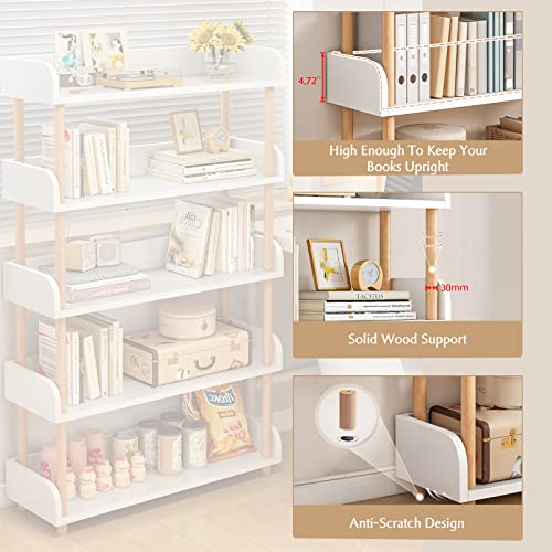 OSCHF 5-Tier Wooden Open Bookcase, Warm White - color: Warm White, size: 5-tier