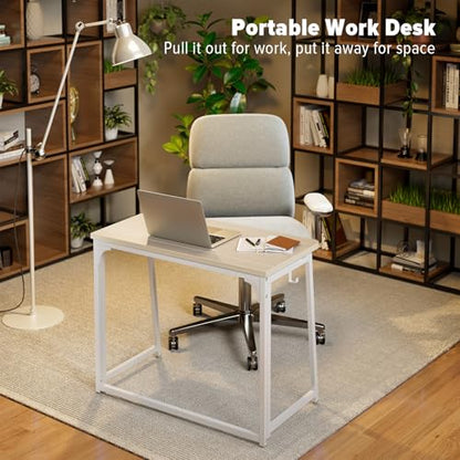 WOHOMO Folding Desk, 31.5" Foldable Computer Table for Small Spaces, Oak - color: Beige, size: Small Size:31.5 x 15.7