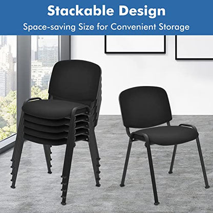 HAPPYGRILL Waiting Room Chairs, Stackable Conference Chairs with Metal Frame, Padded Cushion,Ergonomic Design, Guest Reception Chairs Set for Office, Reception Room, Conference Room, Events (4-Pack) - size: 4-Pack