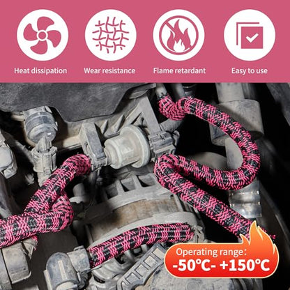 Cable Sleeve Self-Wrapping Wire Loom - color: Black pink, size: 1/2"-10ft