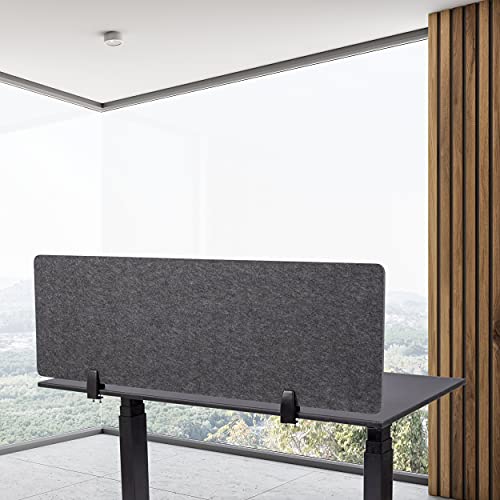 Stand Up Desk Store ReFocus Raw Clamp-On Acoustic Desk Divider Mounted Privacy Panel to Reduce Noise and Visual Distractions (Anthracite Gray, 47.25" x 16") - color: Anthracite Gray, size: 48" X 16"