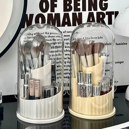 Makeup Brush Holder Organizer with Lid Makeup Brushes Organizer for Vanity Desktop Bathroom Countertop Cosmetic Display Cases