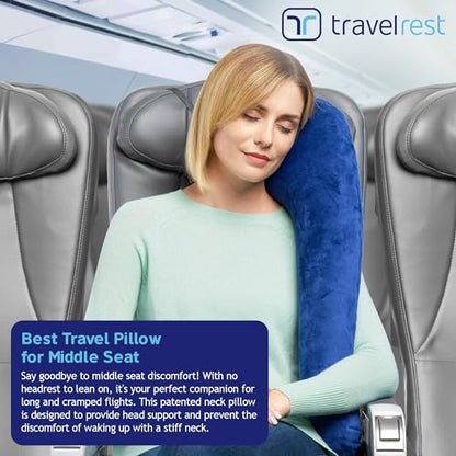 TRAVELREST All-in-One Travel Neck Support & Body Pillow - Blue - color: Blue, size: Premium (With Cover)