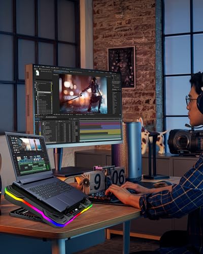 AICHESON Laptop Cooling Stand Gaming RGB Cooler for 15-19 inch Heavy Laptop - color: 5V